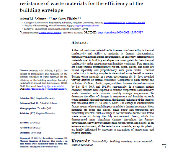 The impact of temperature and humidity on the thermal resistance of waste materials for the efficiency of the building envelope